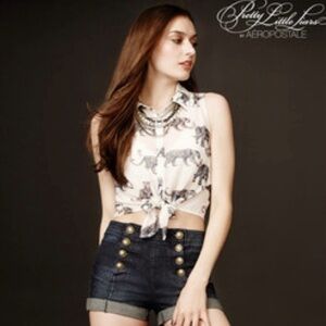 Pretty Little Liars by Aeropostale XL sheer sleeveless top, open back, EUC